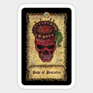 Page Of pentacles. Eternal Bones Tarot Design (Colorful) Sticker